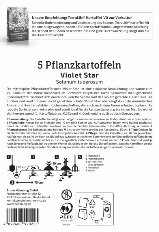 KIEPENKERL PROFI LINE Pflanzkartoffel 'Violet Star', mehligkochend, 5 Stück - Gallerie Bild 2